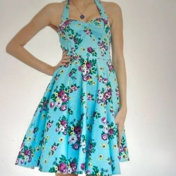 Hell Bunny Floral May Day Halter Midi Dress - Picture 1 of 10